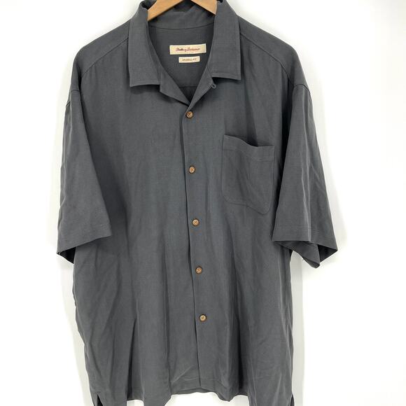 Tommy Bahama Gray Silk High & Tight Hand Rolled Cigars Embroidered Shirt Size Xl - Picture 2 of 6